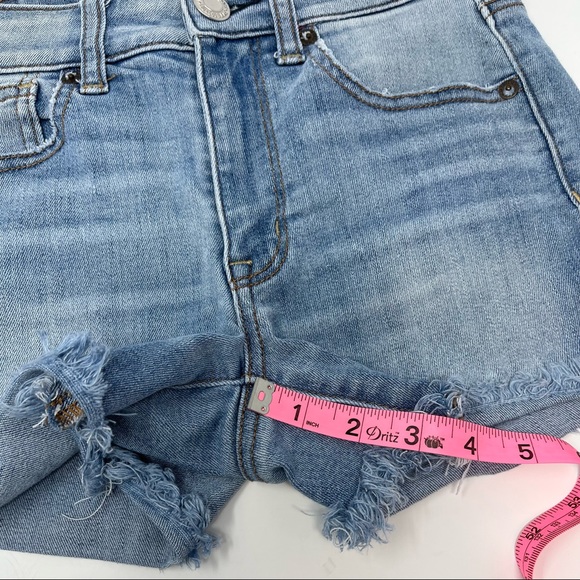 American Eagle Hi-Rise Shortie Super Stretch Raw Hem Denim Shorts Women’s 2 - Picture 8 of 8